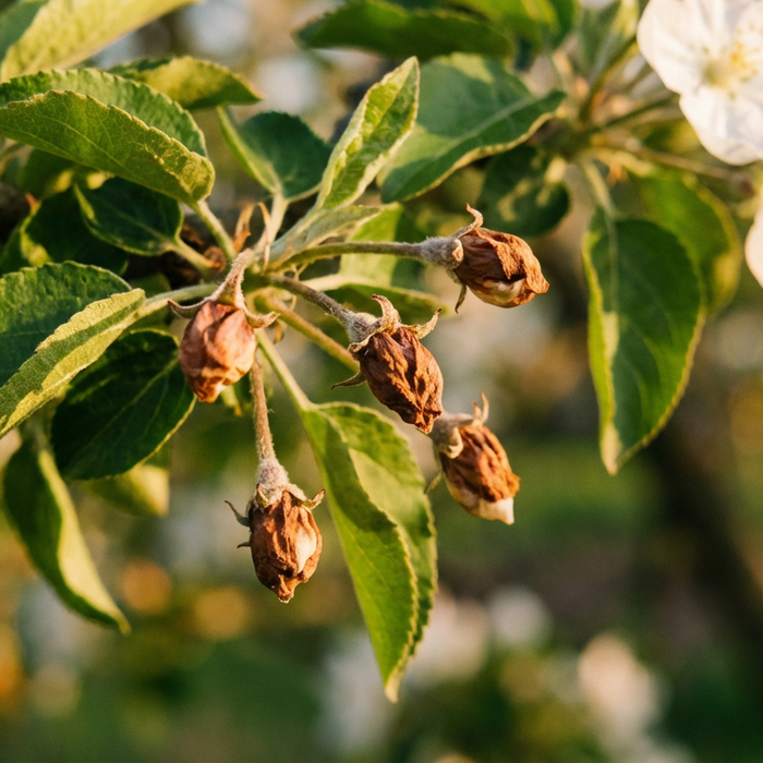 Danno pungente ai fiori di melo: riconoscere e interpretare i cappelli marroni