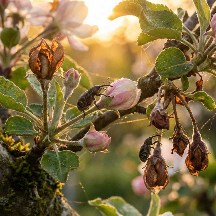 Profilo del taglierino per fiori di melo: caratteristiche, ciclo di vita e modello di danneggiamento
