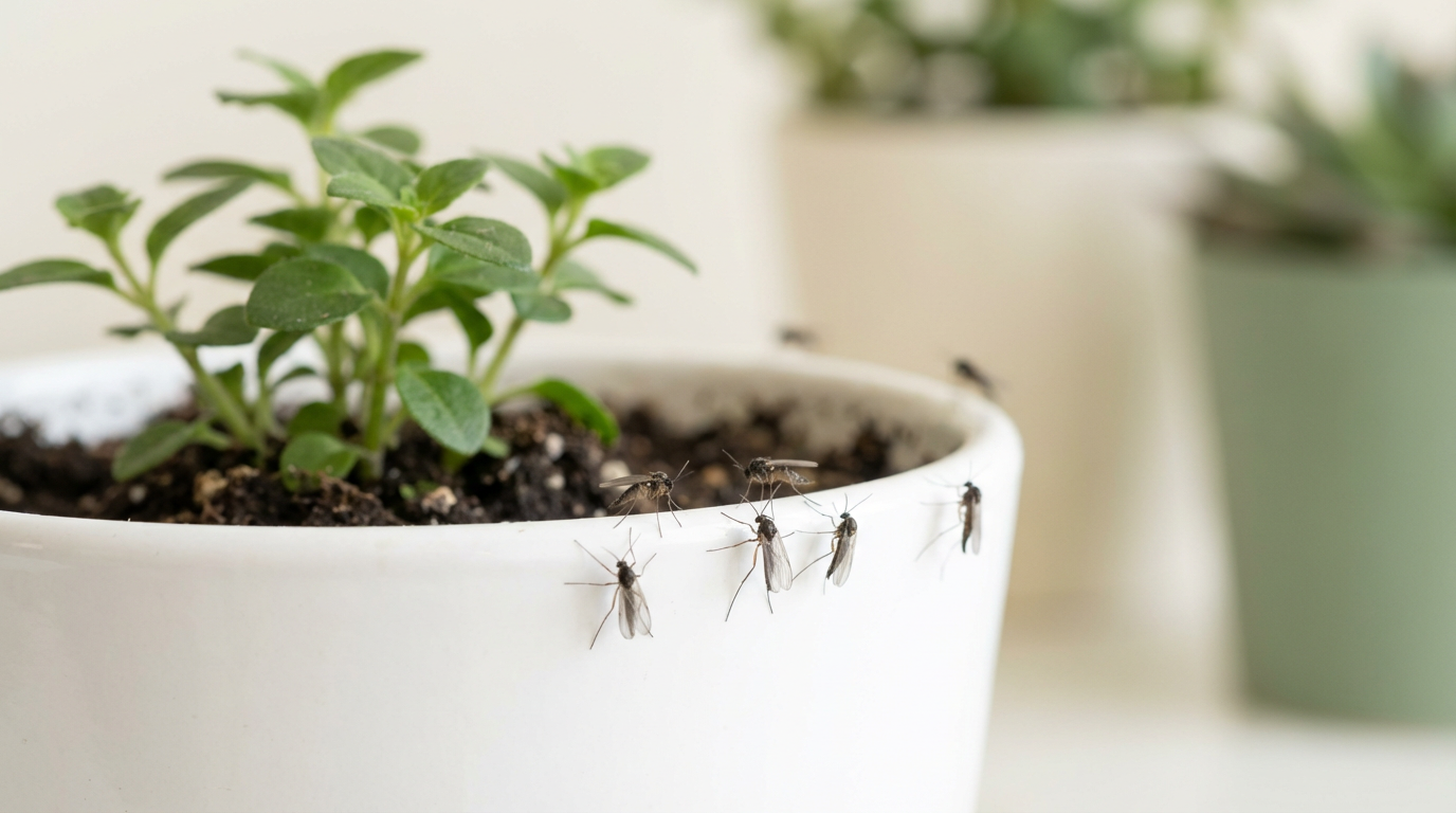 Moscerini dei funghi nell'appartamento