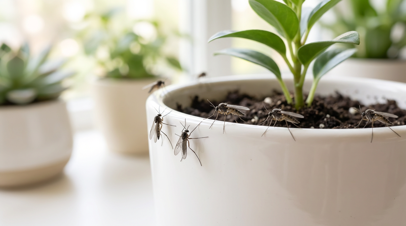 Moscerini dei funghi o moscerini della frutta.