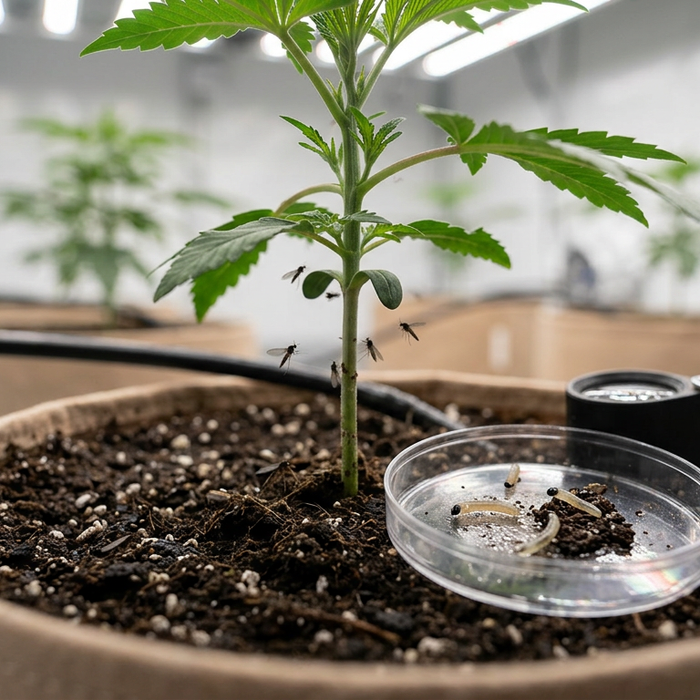 Foto di copertina: moscerini dei funghi della cannabis — Guida Silberkraft