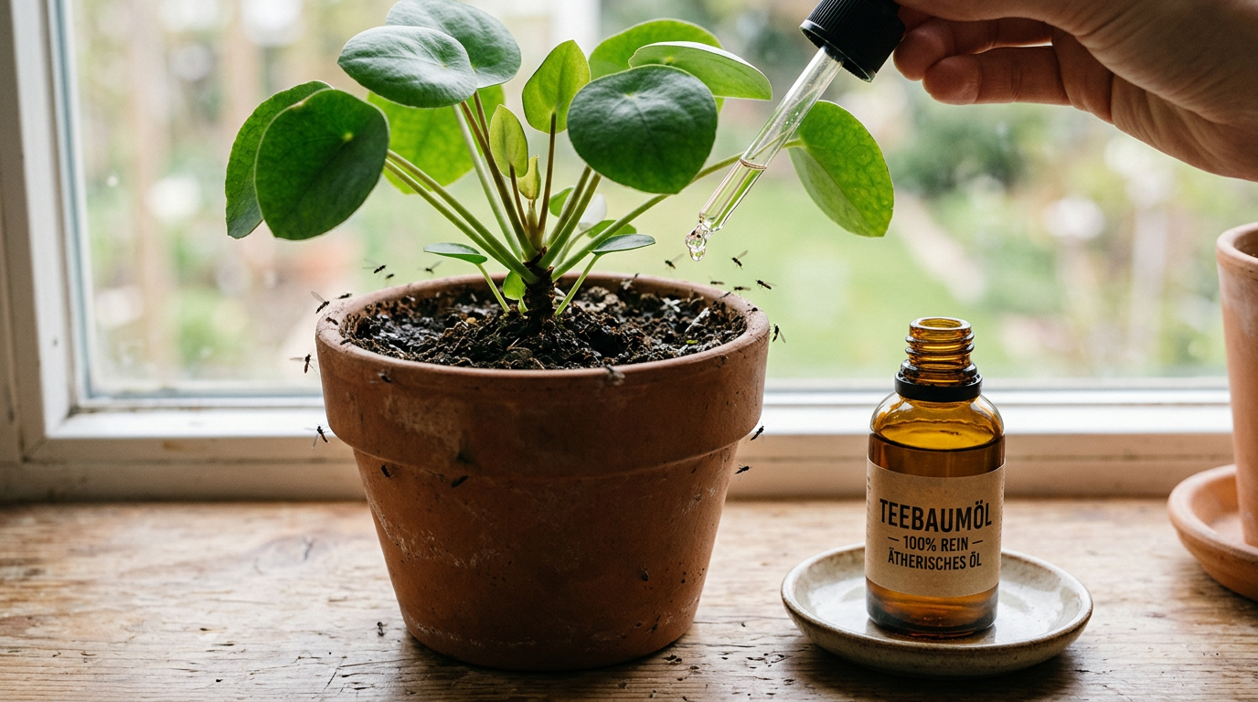 Olio dell'albero del tè contro i moscerini dei funghi