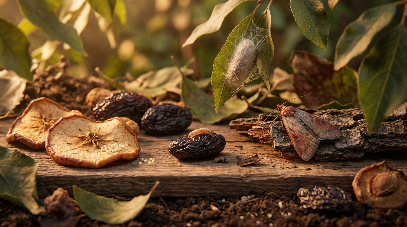 Fasi di sviluppo della tignola della frutta secca: dall'uovo alla tignola nel dettaglio