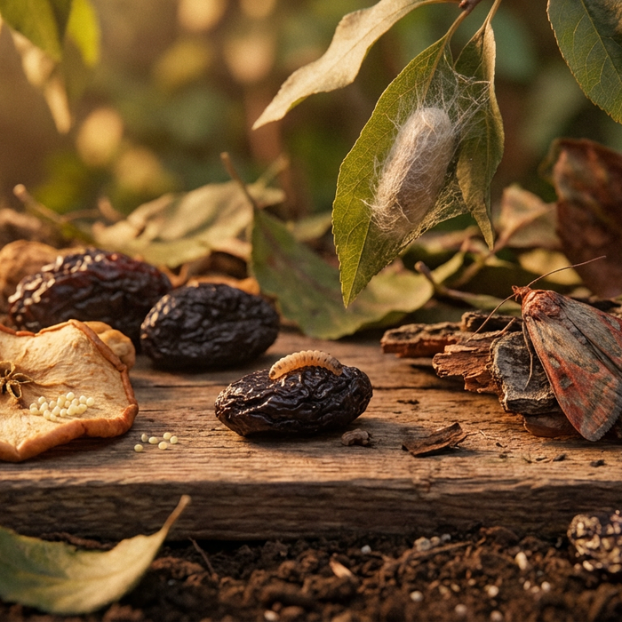 Fasi di sviluppo della tignola della frutta secca: dall'uovo alla tignola nel dettaglio