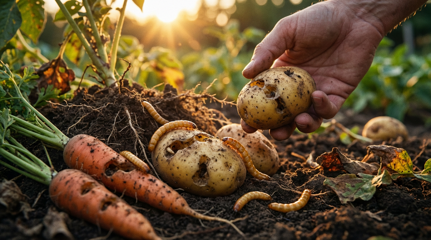 Immagini di Wireworm: come riconoscere il parassita e i suoi segni di alimentazione