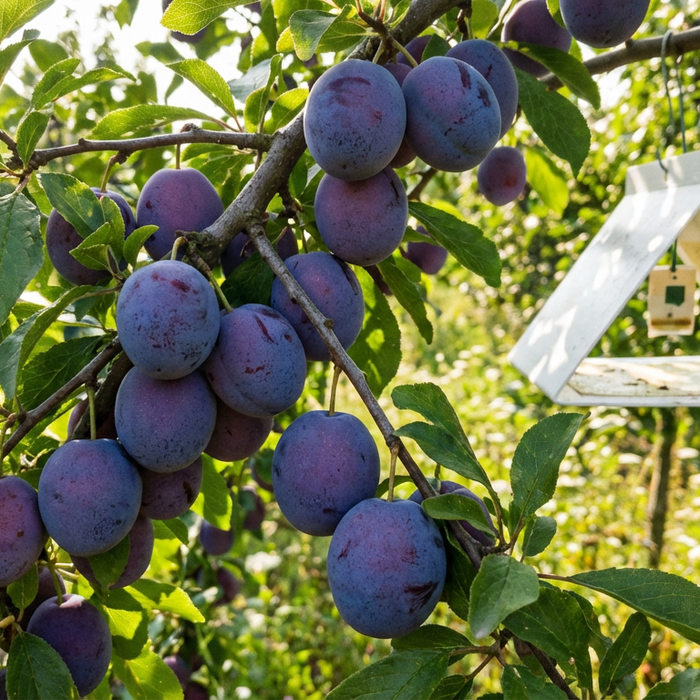 Combattere le tarme delle prugne con una trappola a feromoni nel giardino soleggiato