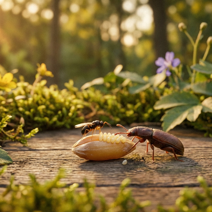 Vespe parassite contro i coleotteri piatti del grano: la via biologica
