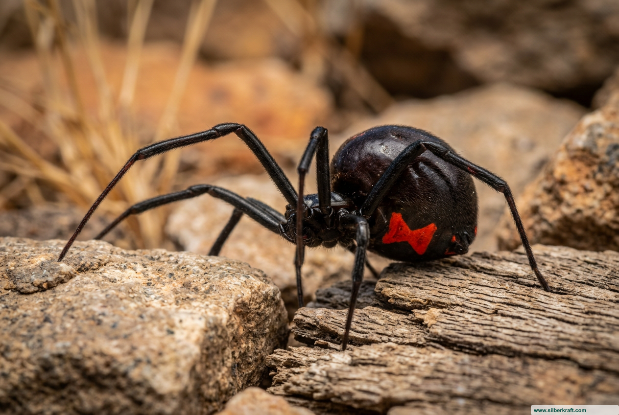 Black Widow Spider: tutto su rilevamento, pericolo e parenti nativi
