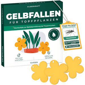 Trappola gialla pannelli gialli adesivi gialli 12 pezzi contro moscerini della frutta, moscerini dei funghi e molto altro.