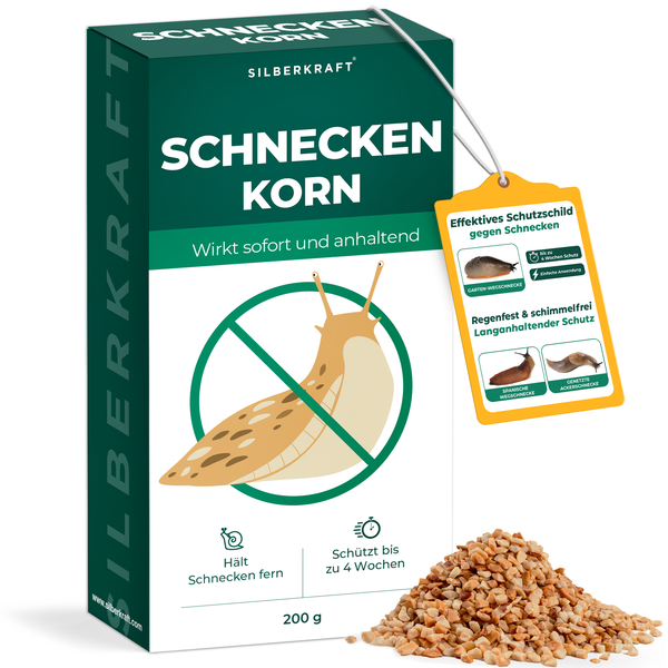 Pellet di lumache Silberkraft 200 g – protezione efficace contro le lumache, agisce immediatamente e dura fino a 4 settimane. Granuli per respingere le lumache in giardino, aiuole e aiuole rialzate.