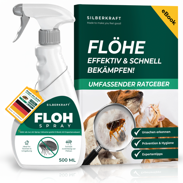 Spray antipulci per animali domestici - Flacone di prodotto con gatto e cane, indicazione per un controllo delle pulci rapido ed efficace
