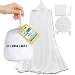 Zanzariera con Ganci Adesivi - Zanzariera a baldacchino bianca con accessori per una facile installazione. Include ganci adesivi e ganci a vite per un fissaggio flessibile. Perfetto per la protezione dalle zanzare nelle camere da letto, in viaggio o all'aperto.