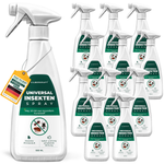 Dodici flaconi di spray insetti universale Silberkraft con effetti immediati e duraturi contro gli insetti volanti e striscianti. Contiene un delicato profumo di limone, è a base d'acqua e privo di permetrina. Prodotto in Germania con plastica riciclata per una protezione sostenibile dagli insetti.
