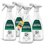 Confezione da quattro spray insetti universali Silberkraft con effetti immediati e duraturi contro gli insetti volanti e striscianti. Contiene un delicato profumo di limone, è a base d'acqua e privo di permetrina. Prodotto in Germania con plastica riciclata per una protezione sostenibile dagli insetti.