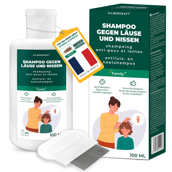 Shampoo per pidocchi - shampoo per pidocchi per bambini e adulti incluso pettine per lendini, shampoo per pidocchi - Silberkraft