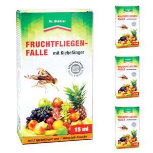 Fruchtfliegenfalle mit Klebefänger - Lockstoffwirkung - Silberkraft