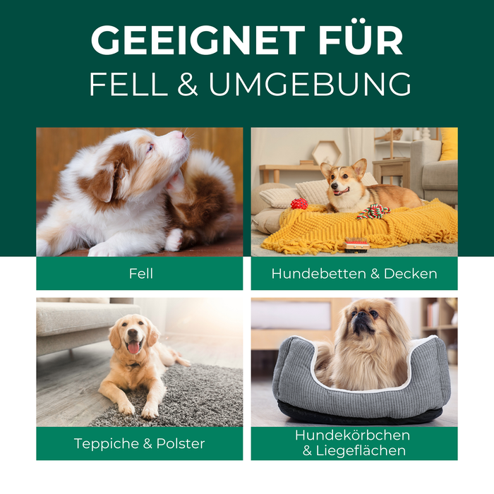 Milbenspray für Hunde – Geeignet für Fell, Hundebetten, Körbchen, Teppiche und Polster für eine effektive Milbenabwehr.