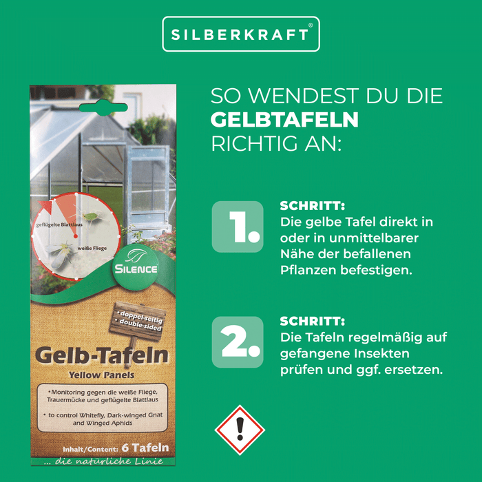 Pannelli gialli Silence (piccoli): monitoraggio ottimale contro mosche bianche, moscerini dei funghi e afidi