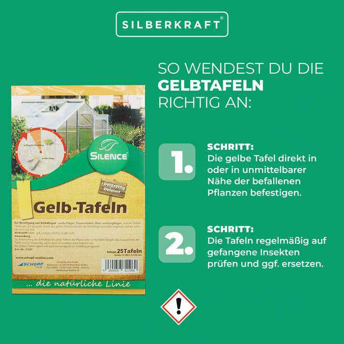 Pannelli gialli Silence (grandi): monitoraggio ottimale contro mosche bianche, moscerini dei funghi e afidi
