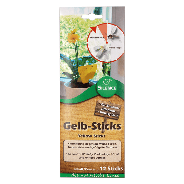 Silence Yellow Sticks: monitoraggio efficace contro mosche bianche, moscerini dei funghi e afidi - Silberkraft