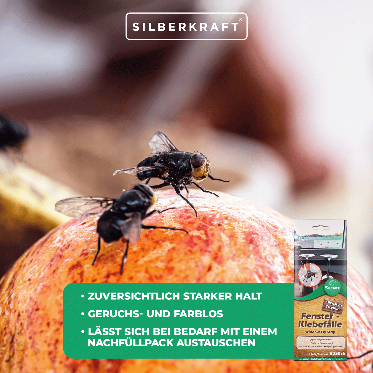 Trappola adesiva per finestre Silence: efficace trappola per mosche per finestre dall'aspetto trasparente