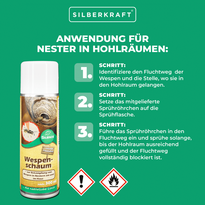 Schiuma vespe Silence: Schiuma pronta all'uso per combattere i nidi di vespe