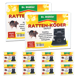 Effektives Rattenköder-Depot mit Schlagfalle für Innen- und Außenbereiche - Silberkraft