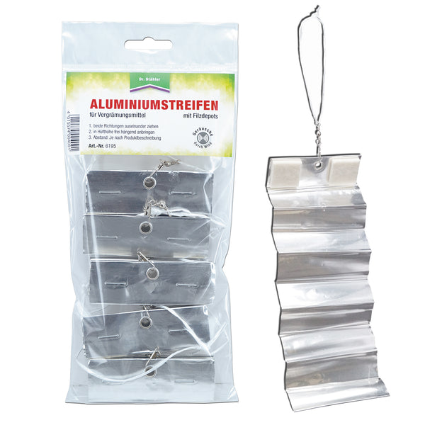 Strisce di alluminio Ferox-Protect con depositi di feltro - come materiale di supporto per lo spray repellente per cinghiali - Silberkraft