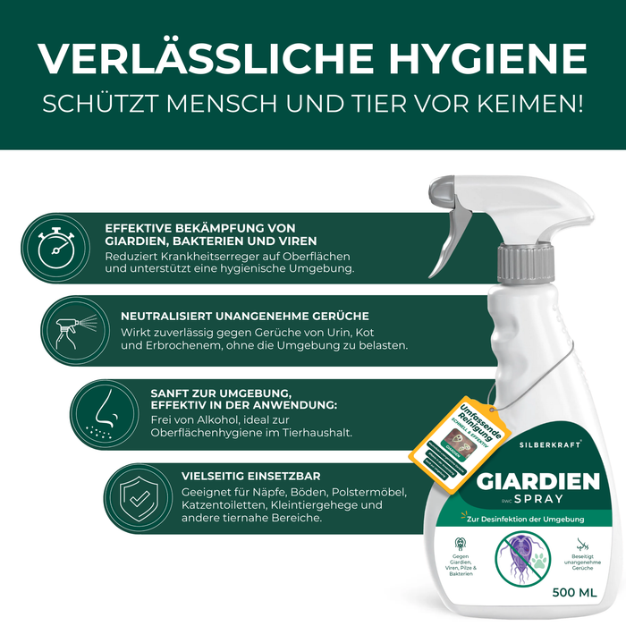 Spray anti-Giardia contro Giardia, batteri, virus e funghi, incluso eBook gratuito