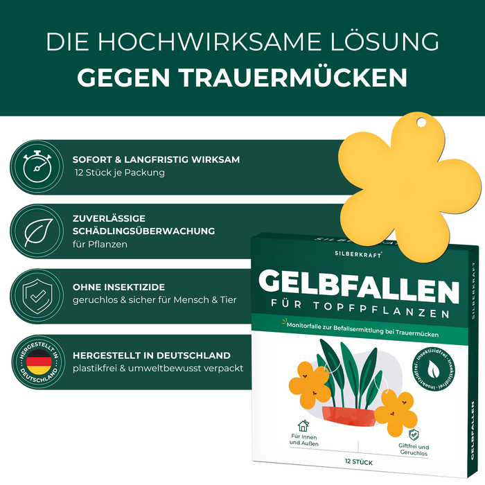 Trappola gialla pannelli gialli adesivi gialli 12 pezzi contro moscerini della frutta, moscerini dei funghi e molto altro.