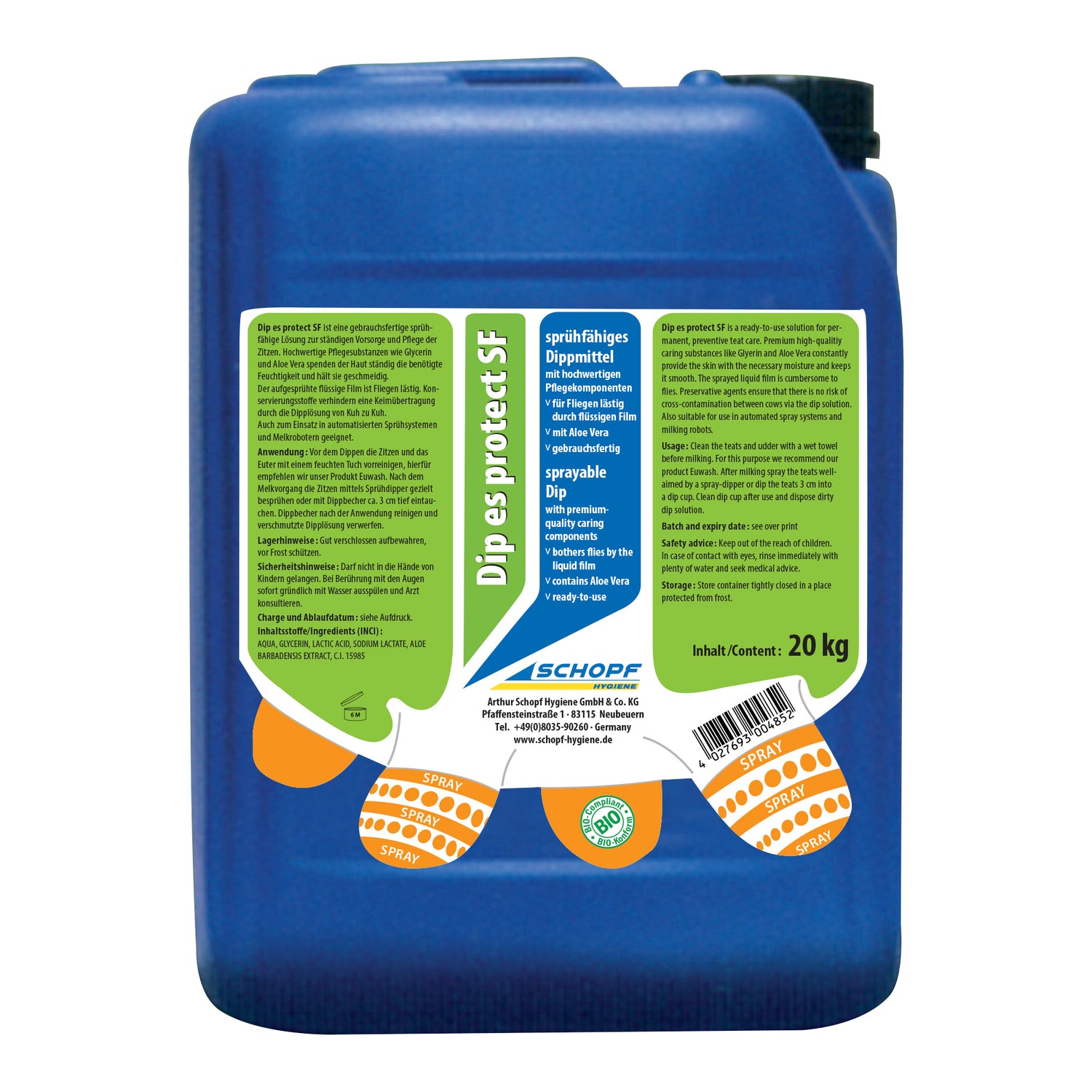 Dip es Protect SF: Agente di immersione spruzzabile con aloe vera e protezione barriera contro le mosche