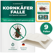 9xKornkäferfalle mit integriertem Spezial-Lockstoff von Silberkraft – biozidfreie Klebefalle gegen Kornkäfer und Vorratsschädlinge