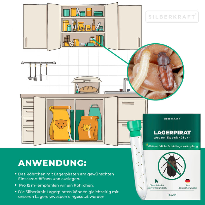 Lagerpirat per il controllo degli scarabei della dispensa, degli scarabei dei tappeti e dei parassiti dei prodotti immagazzinati