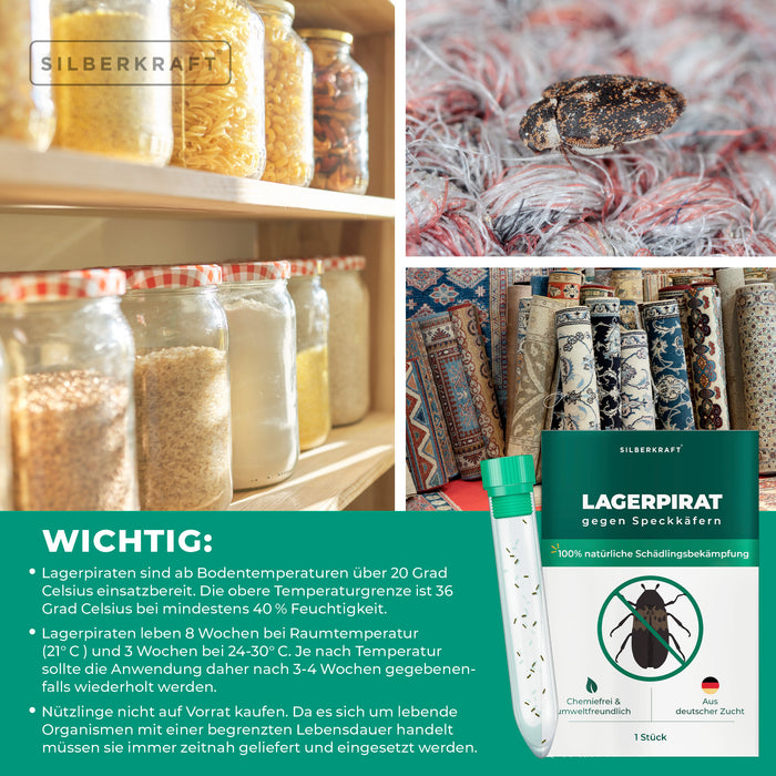 Lagerpirat per il controllo degli scarabei della dispensa, degli scarabei dei tappeti e dei parassiti dei prodotti immagazzinati
