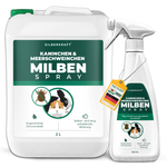 Silberkraft Spray per acari coniglio e porcellino d'India – efficace spray antiacaro con un gradevole profumo di limone e un effetto duraturo. Disponibile in flacone spray da 500 ml e tanica di ricarica da 2 litri. Imballaggi sostenibili realizzati con plastica riciclata. Ideale per il controllo e la prevenzione degli acari nei roditori e nel loro ambiente