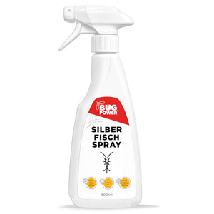 BugPower Silberfisch Spray gegen Papierfische & Silberfische - mit Knock-down-Effekt - Silberkraft