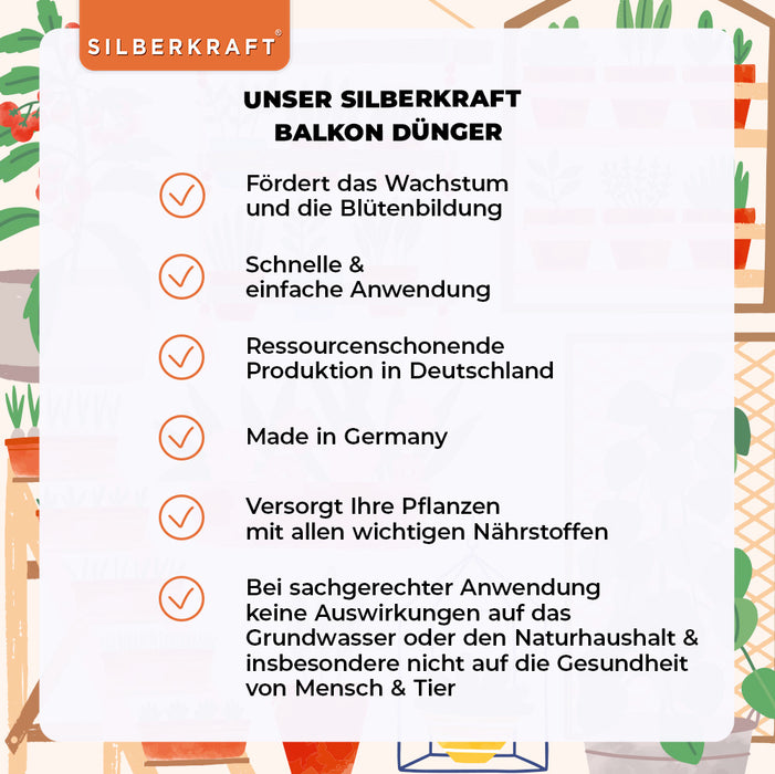 Fertilizzante per balconi - Fertilizzante liquido minerale NPK con azoto - Fertilizzante per piante in vaso - Fertilizzazione piante da balcone - Fertilizzante a lenta cessione