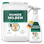 Spray antiacaro per cani Silberkraft - tanica da 2,5 litri con flacone spray repellente per acari per cani, con profumo di limone ed effetto di lunga durata. Made in Germany, bottiglia in plastica riciclata.