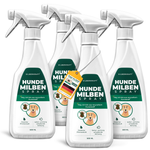 Silberkraft Dog Mite Spray - 4 flaconi spray da 500 ml per repellente contro gli acari per cani, con profumo di limone ed effetto di lunga durata. Made in Germany, bottiglia in plastica riciclata.