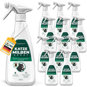 Mehrere Ansichten der Silberkraft Milbenspray-Flasche, um das Produkt aus verschiedenen Perspektiven zu zeigen.