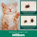 Silberkraft Milbenspray mit Text, der die hochwirksame Lösung gegen Milben bei Katzen hervorhebt.