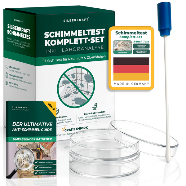 Set completo per test muffa comprensivo di analisi di laboratorio | Test triplo per aria e superfici interne - Silberkraft