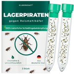 Silberkraft lager Pirates contro gli scarabei della farina di riso, insetti benefici naturali per la lotta senza sostanze chimiche sugli scarabei della farina in casa, da allevamento tedesco, 2x 30 lager Pirates per tubo