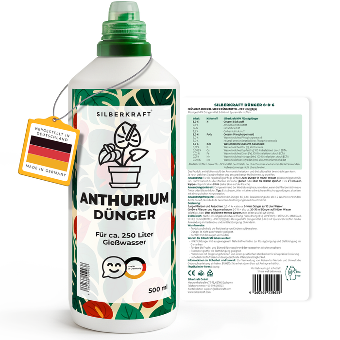 Fertilizzante per Anthurium – Fertilizzante liquido minerale NPK con azoto – Fertilizzante per Anthurium e fiori di fenicottero – Fertilizzante per piante da appartamento 