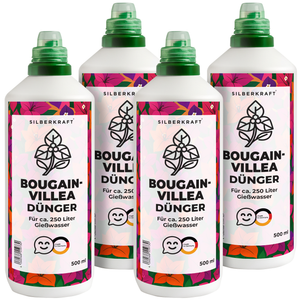 Bougainvilleadünger – Mineralischer NPK Flüssigdünger mit Stickstoff – Dünger für Bougainvillea – Mediterrane Kletterpflanzen-Dünger“ Wichtige Keywords: Bougainvillea Dünger, Drillingsblume Dünger - Silberkraft