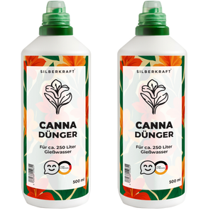 Cannadünger – Mineralischer NPK Flüssigdünger mit Stickstoff – Dünger für Canna (Blumenrohr) – Exoten- & Gartenpflanzen-Dünger - Silberkraft