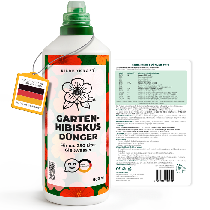 Fertilizzante per ibisco da giardino – Fertilizzante liquido minerale NPK con azoto – Fertilizzante per ibisco da giardino – Fertilizzante per arbusti ornamentali