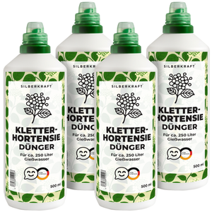 Kletterhortensiedünger – Mineralischer NPK Flüssigdünger mit Stickstoff – Dünger für Kletterhortensien – Gartenpflanzen-Dünger - Silberkraft