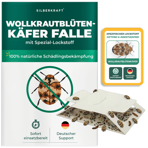 Trappola per scarafaggi del grano Silberkraft con attrattivo speciale integrato - trappola adesiva priva di biocidi per la lotta contro gli scarabei del grano e i parassiti dello stoccaggio in casa