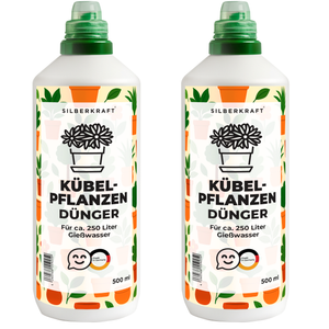 Kübelpflanzendünger – Mineralischer NPK Flüssigdünger mit Stickstoff – Dünger für Kübelpflanzen – Balkon- & Terrassenpflanzen-Dünger - Silberkraft